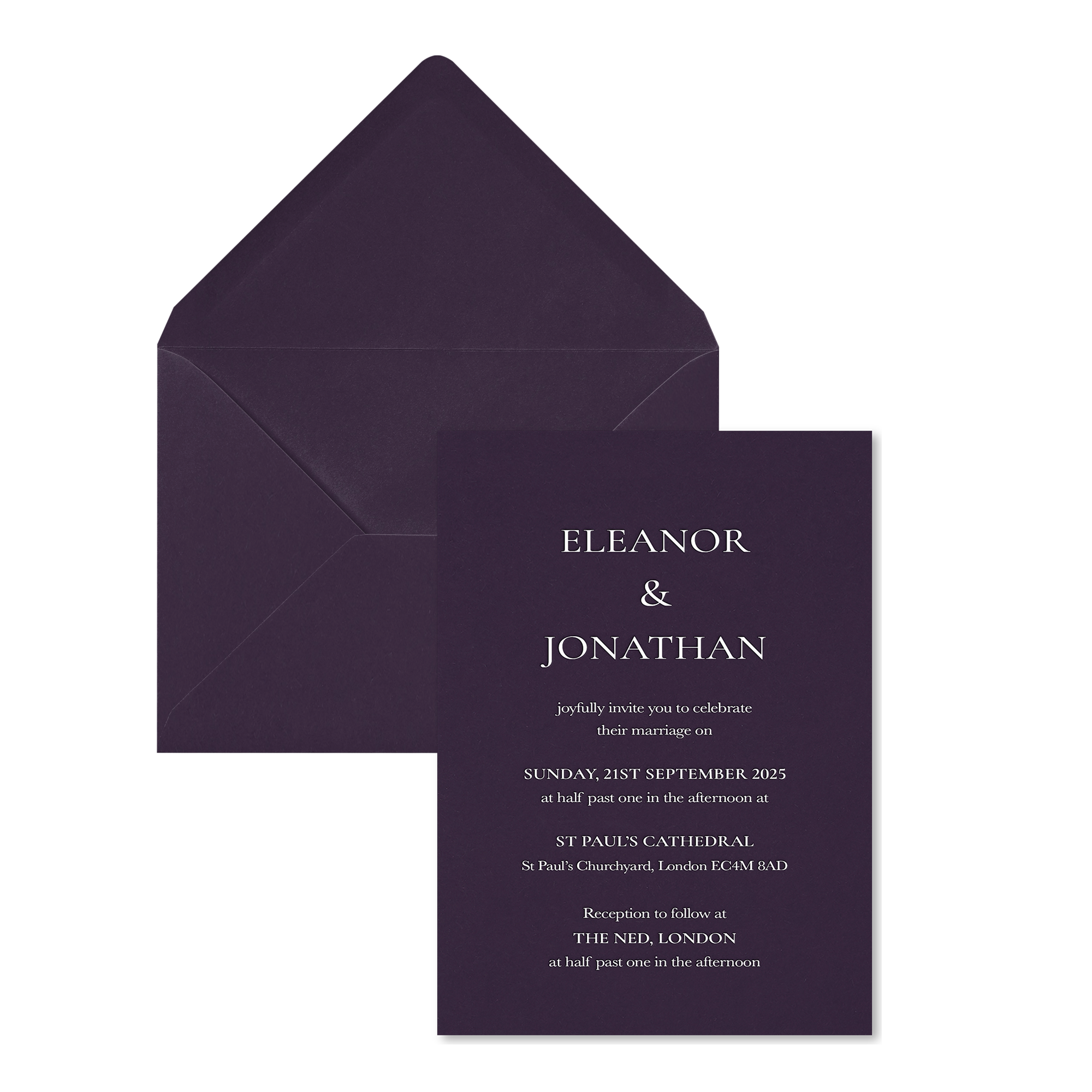 Ravella Scroll Wedding Invitations, Deep Purple