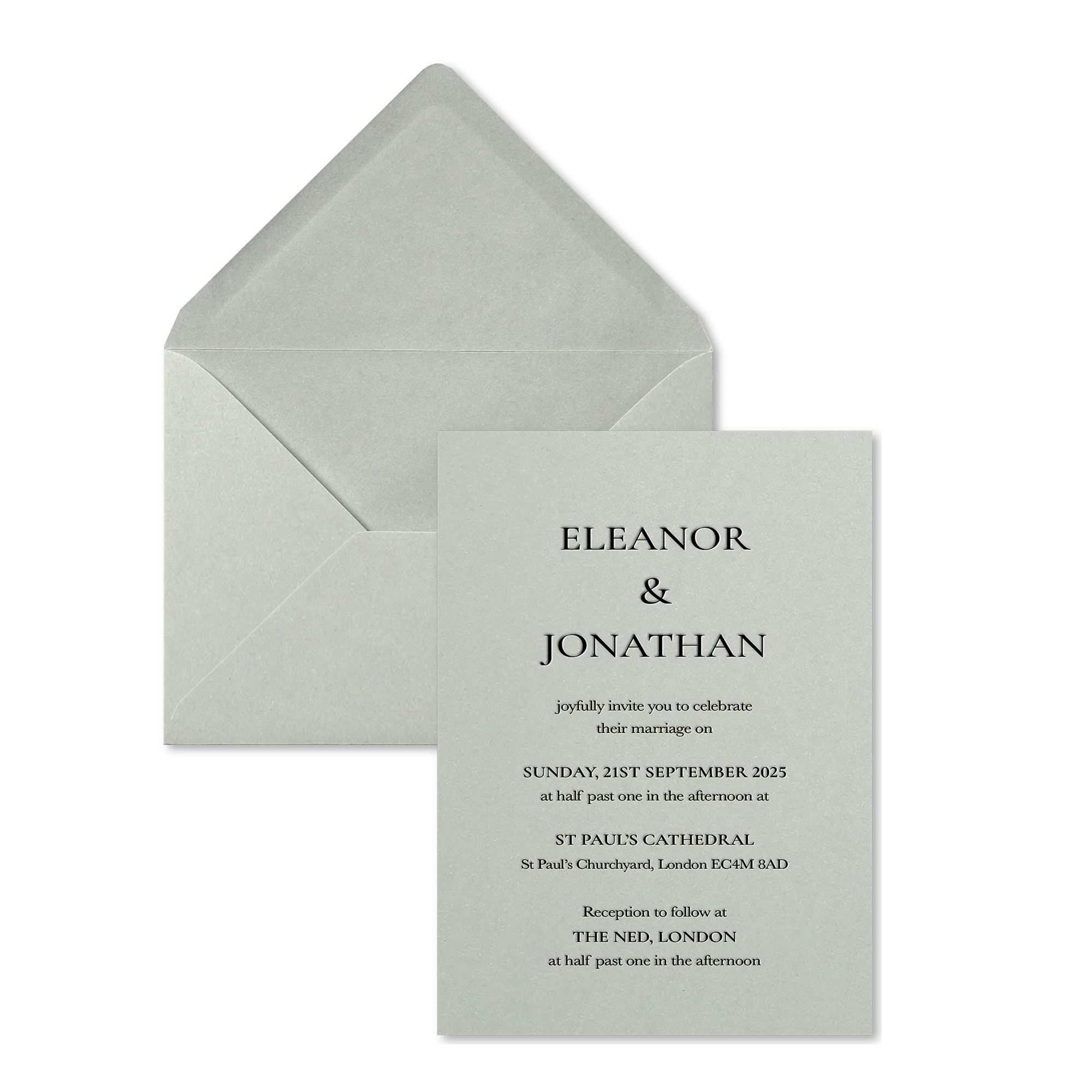 Regency Scroll Wedding Invitations, Dove Grey