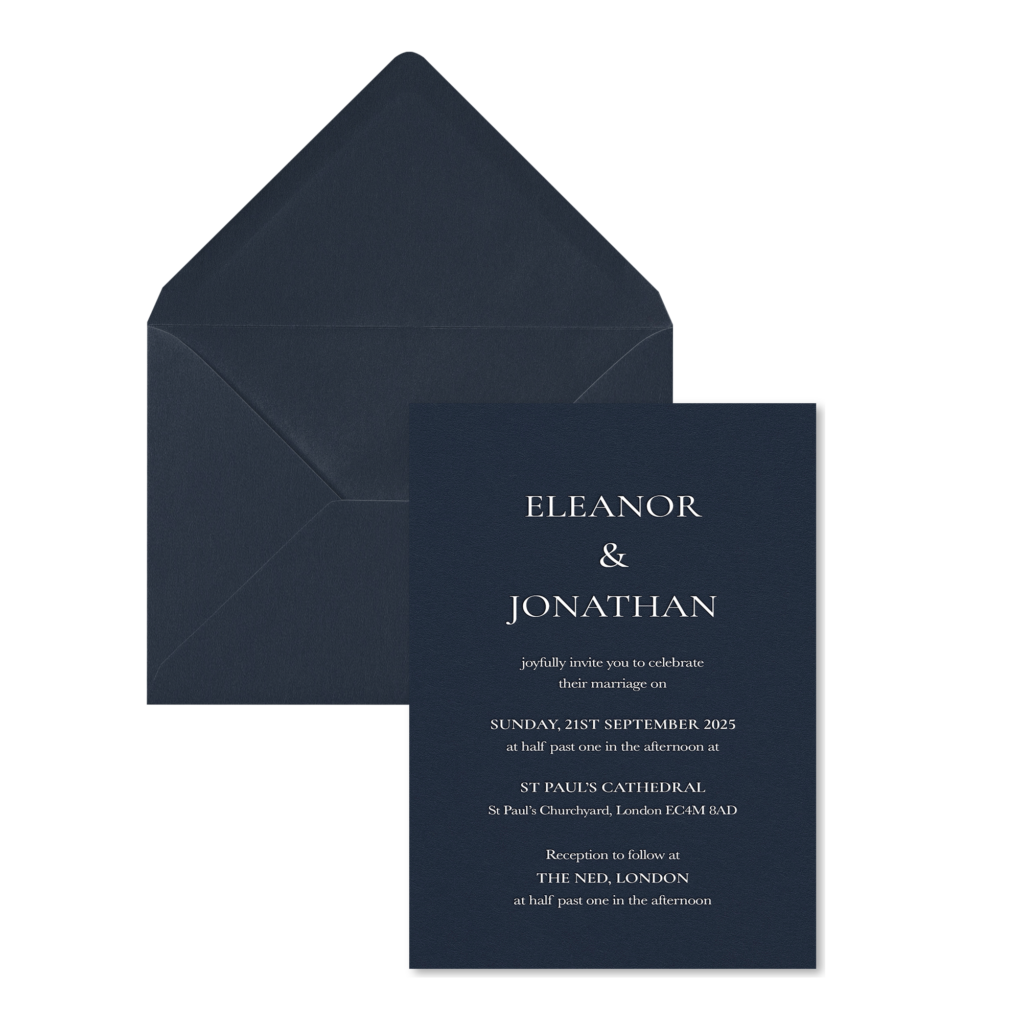 Riviera Scroll Wedding Invitations, Navy Blue