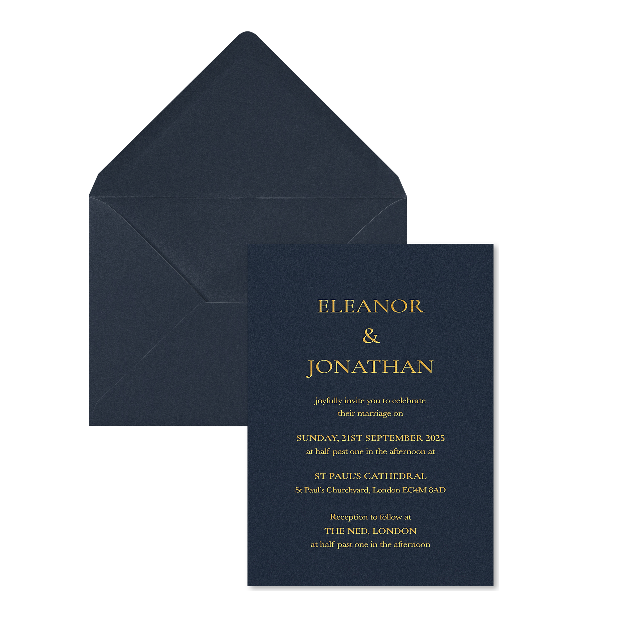Riviera Scroll Wedding Invitations, Navy Blue