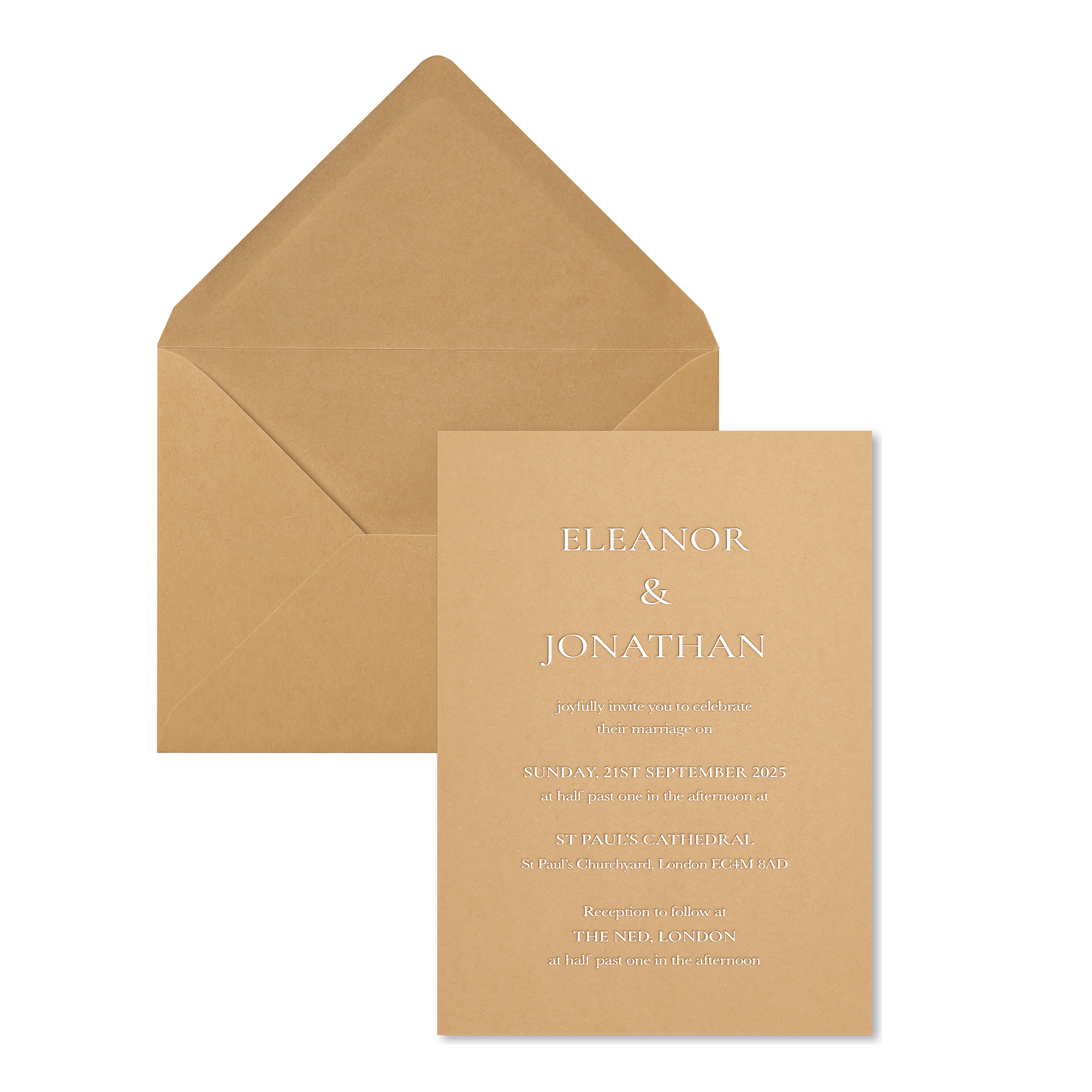Rosewood Scroll Wedding Invitations, Tan
