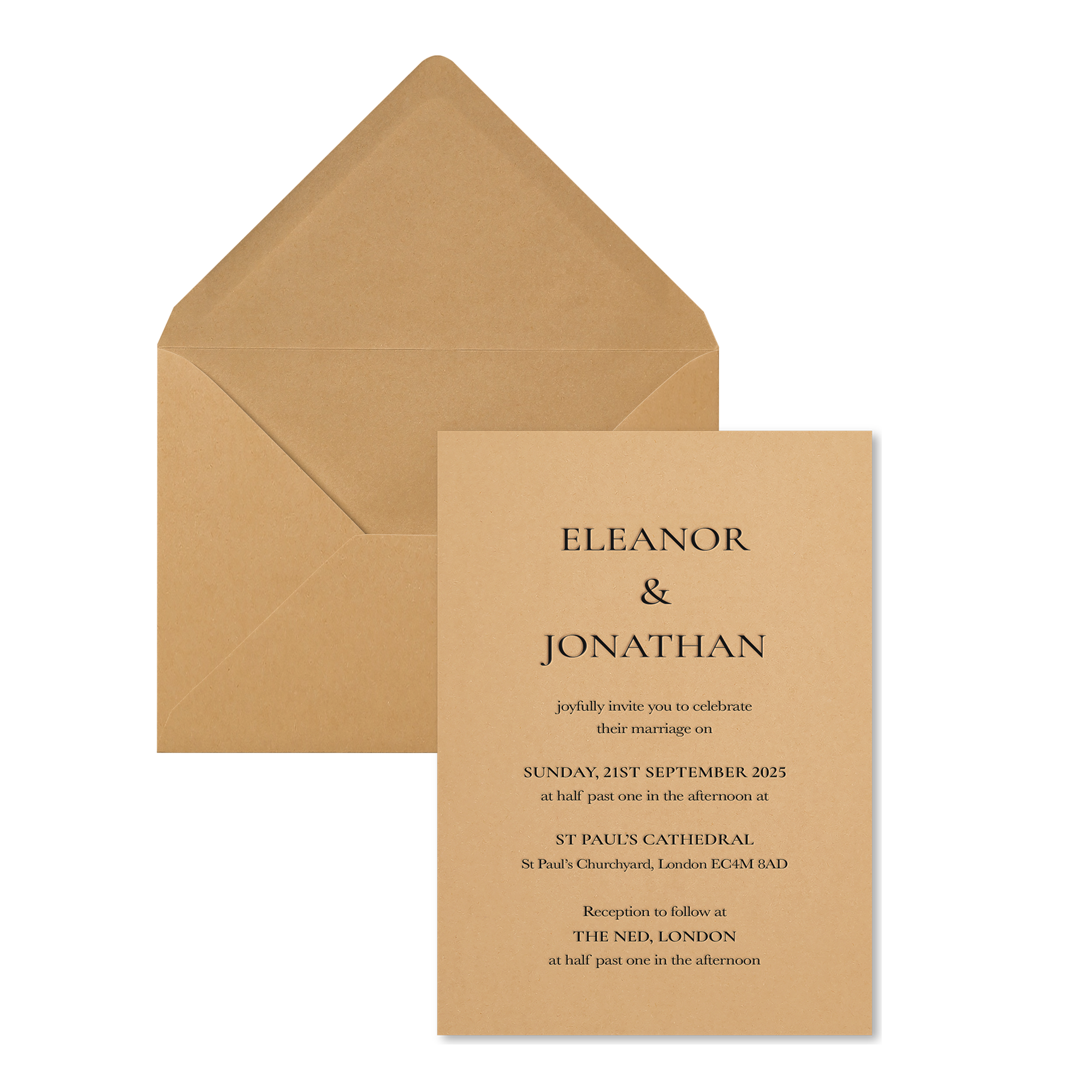 Rosewood Scroll Wedding Invitations, Tan