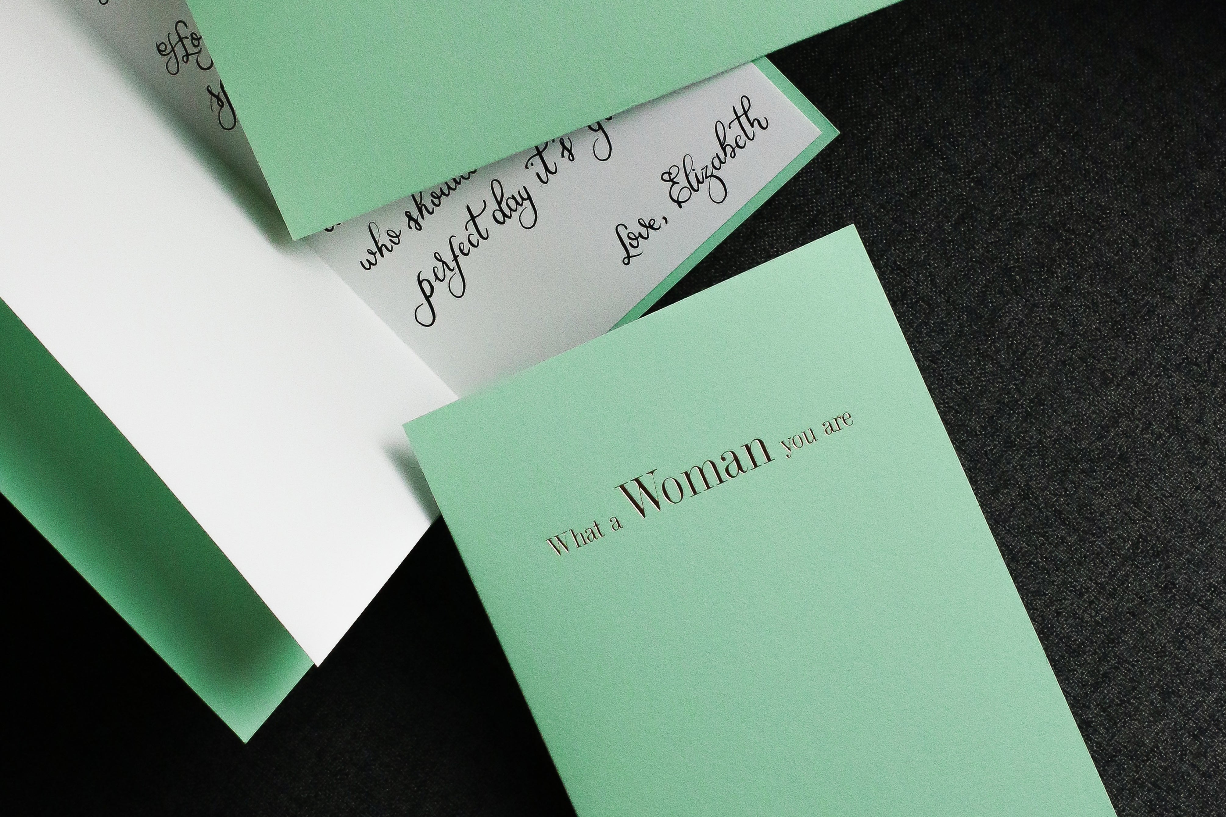 What A Woman You Are Card With Calligraphy and Envelope - Story of Elegance