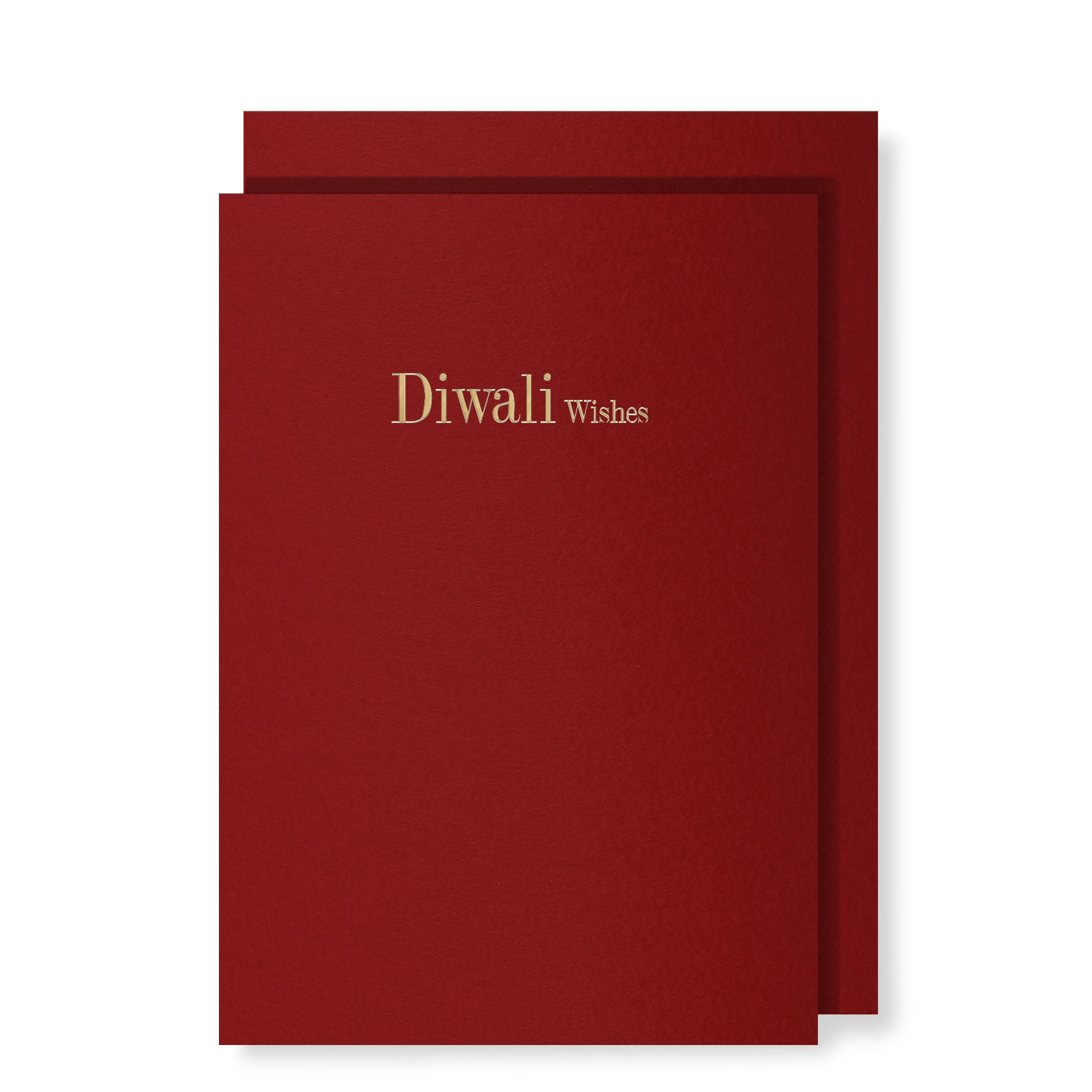 Diwali Wishes in silver foil on berry red card
