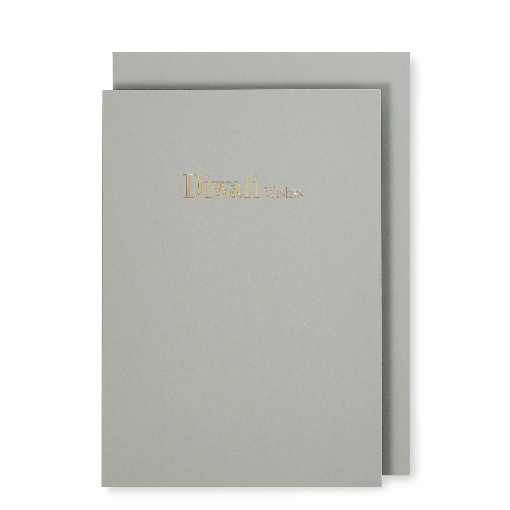 Diwali Wishes in silver foil on dove grey card