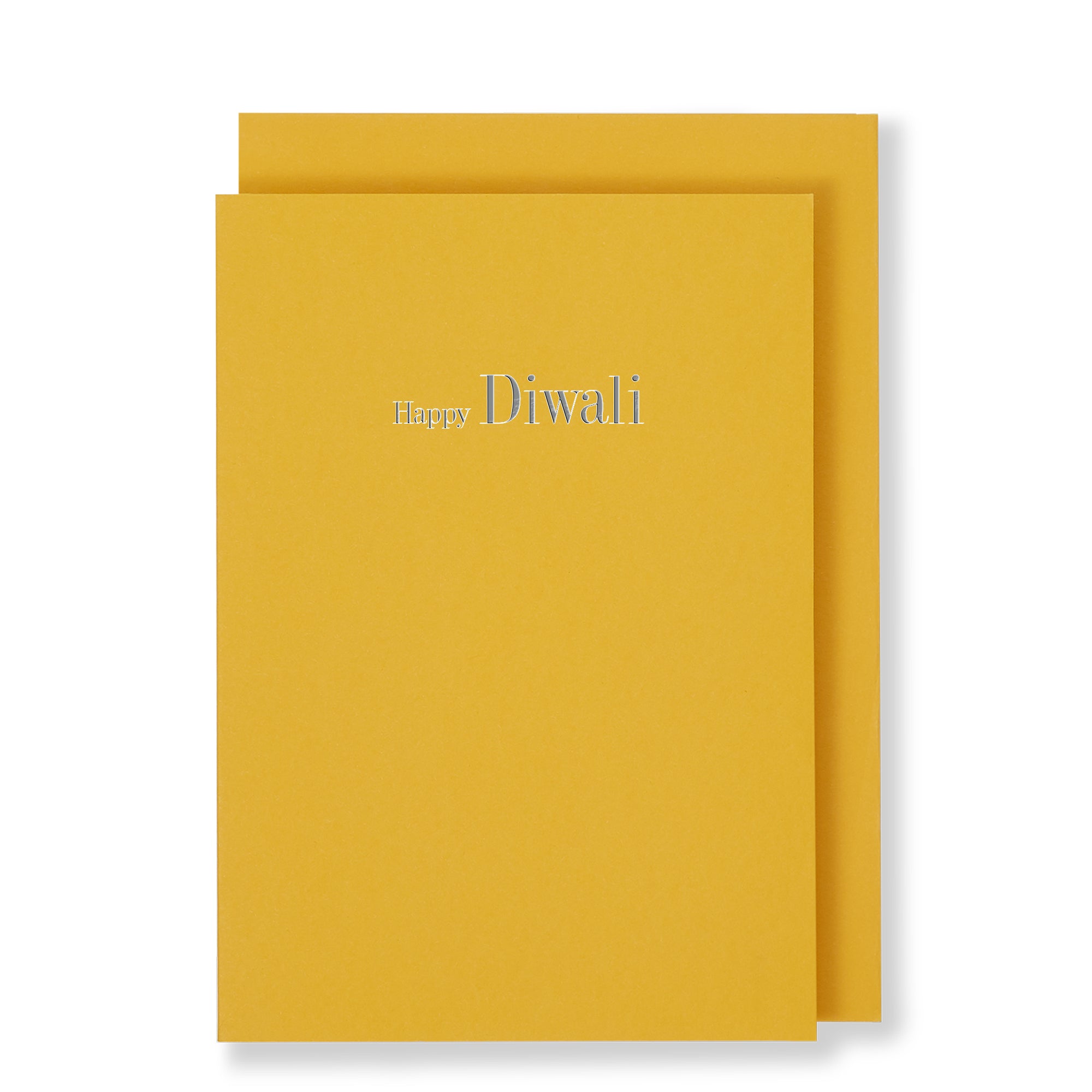 Happy Diwali in silver foil on satsuma card