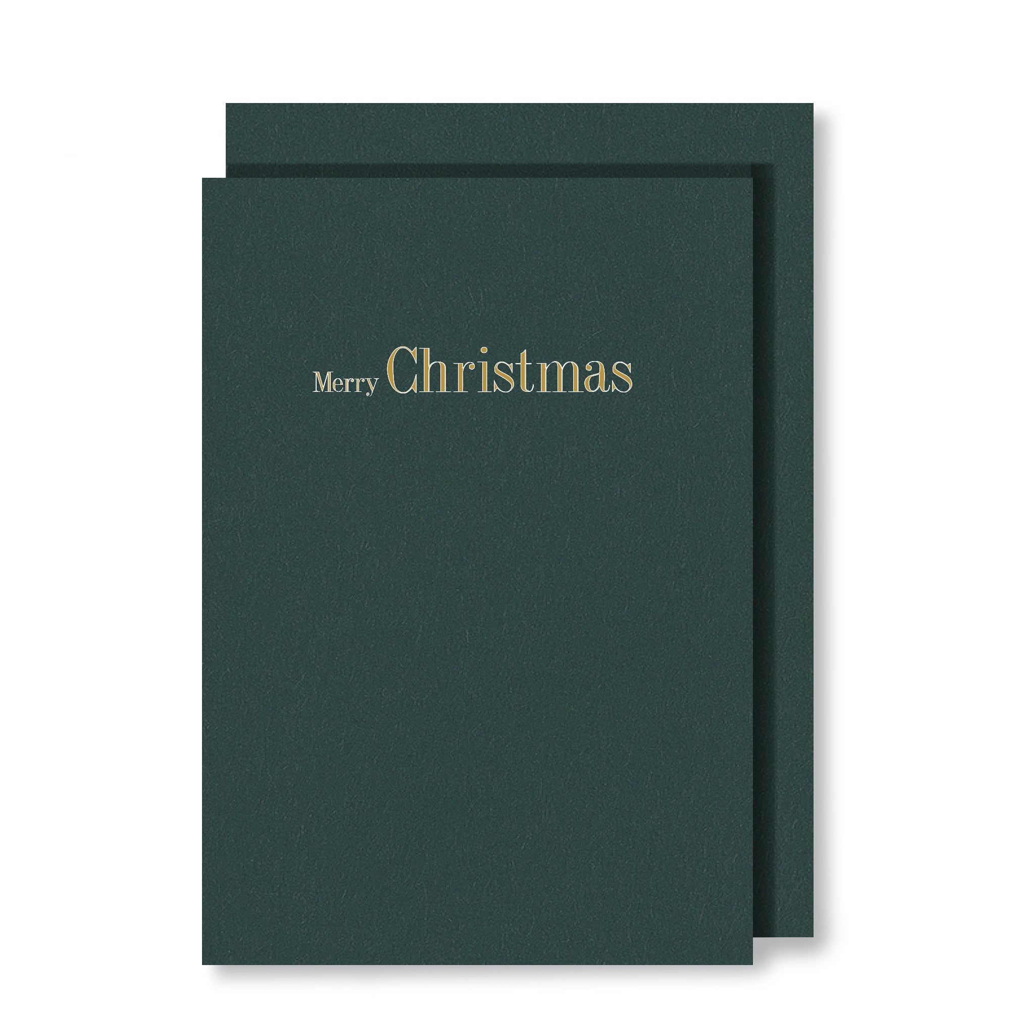 Merry Christmas in gold foil on pine green card
