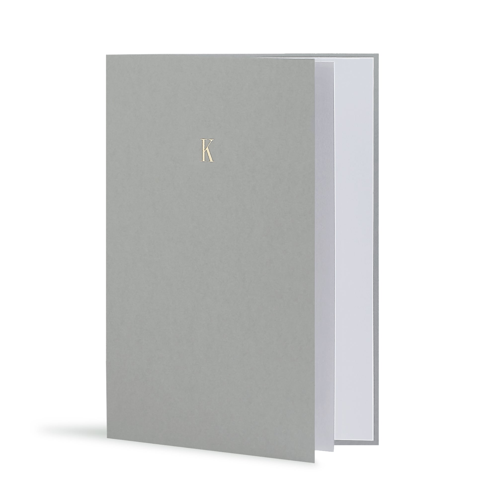 K Greeting Card in Grey, Side | Story of Elegance