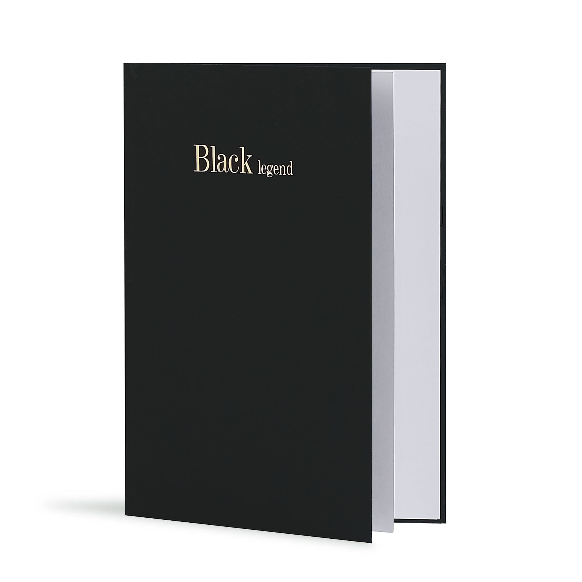 Black Legend Greeting Card in Black, Side