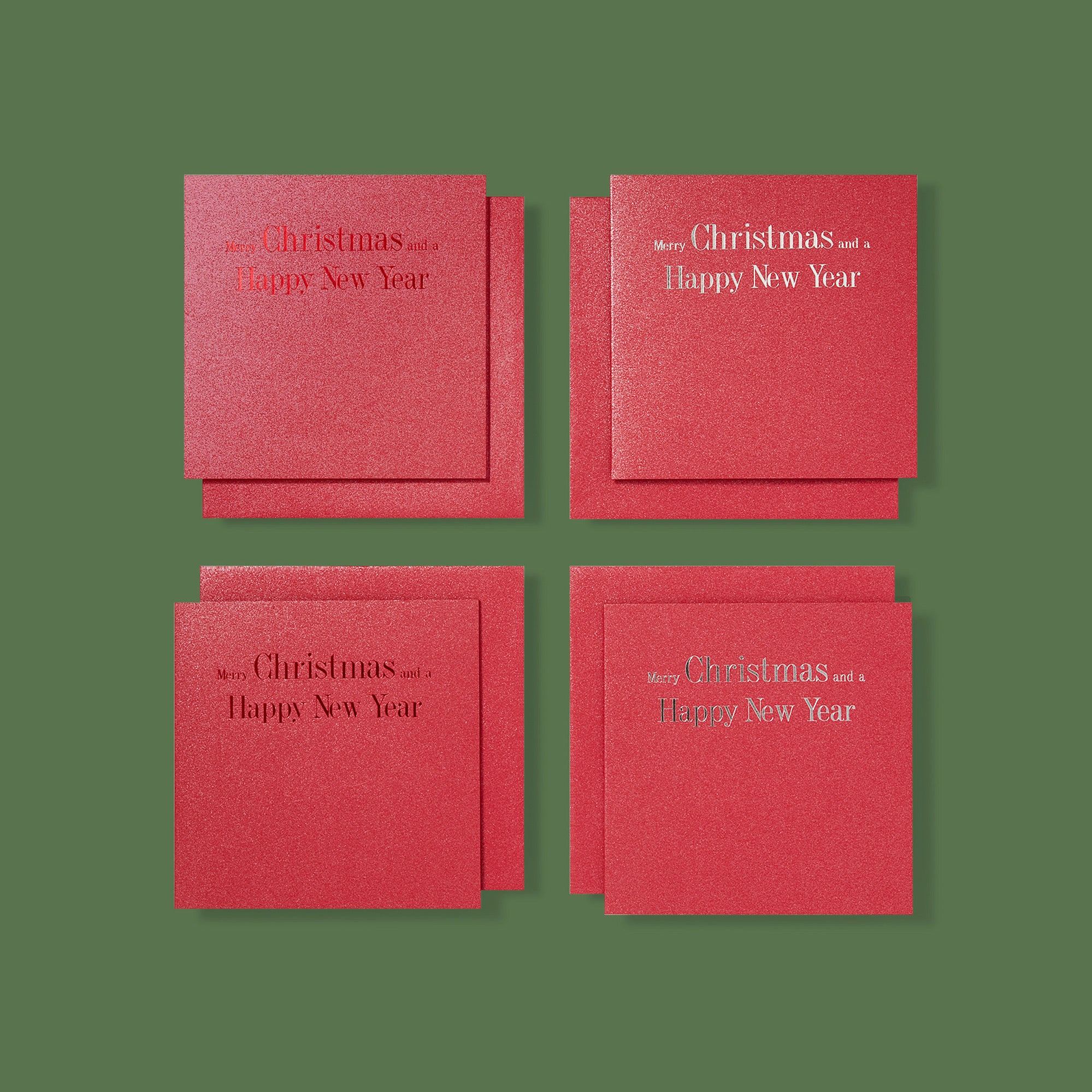 Red Sparkled Hot-Foiled Luxury Christmas Cards - Story of Elegance