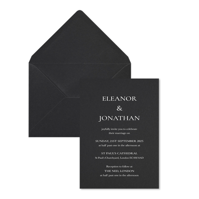 Regency Scroll Wedding Invitations, Black