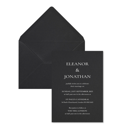Regency Scroll Wedding Invitations, Black