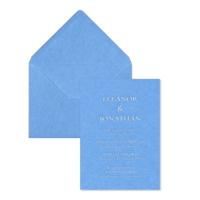 Riviera Scroll Wedding Invitations, Evening Blue