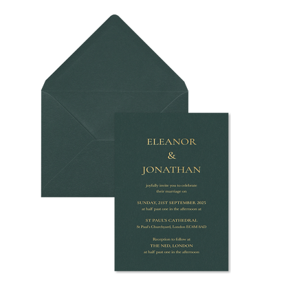 Riviera Scroll Wedding Invitations, Pine Green