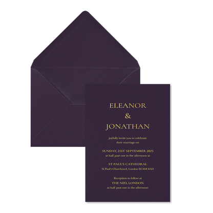 Ravella Scroll Wedding Invitations, Deep Purple