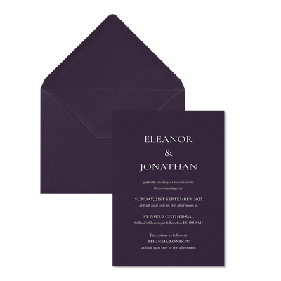 Ravella Scroll Wedding Invitations, Deep Purple