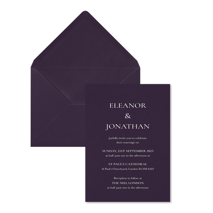 Ravella Scroll Wedding Invitations, Deep Purple