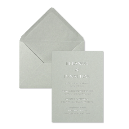 Regency Scroll Wedding Invitations, Dove Grey