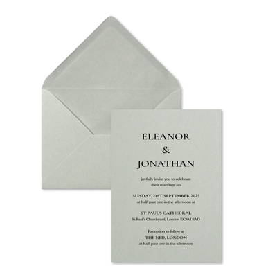 Regency Scroll Wedding Invitations, Dove Grey