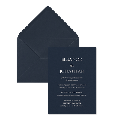 Riviera Scroll Wedding Invitations, Navy Blue