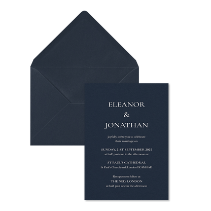 Riviera Scroll Wedding Invitations, Navy Blue