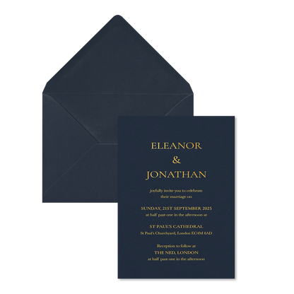Riviera Scroll Wedding Invitations, Navy Blue