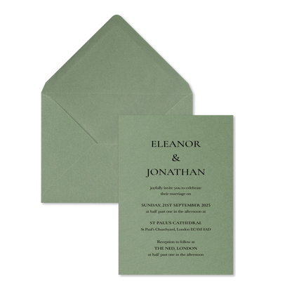 Riviera Scroll Wedding Invitations, Sage Green