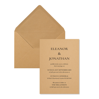 Rosewood Scroll Wedding Invitations, Tan