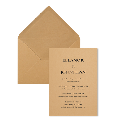 Rosewood Scroll Wedding Invitations, Tan