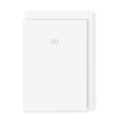 30th Birthday Milestone Anniversary Card, White