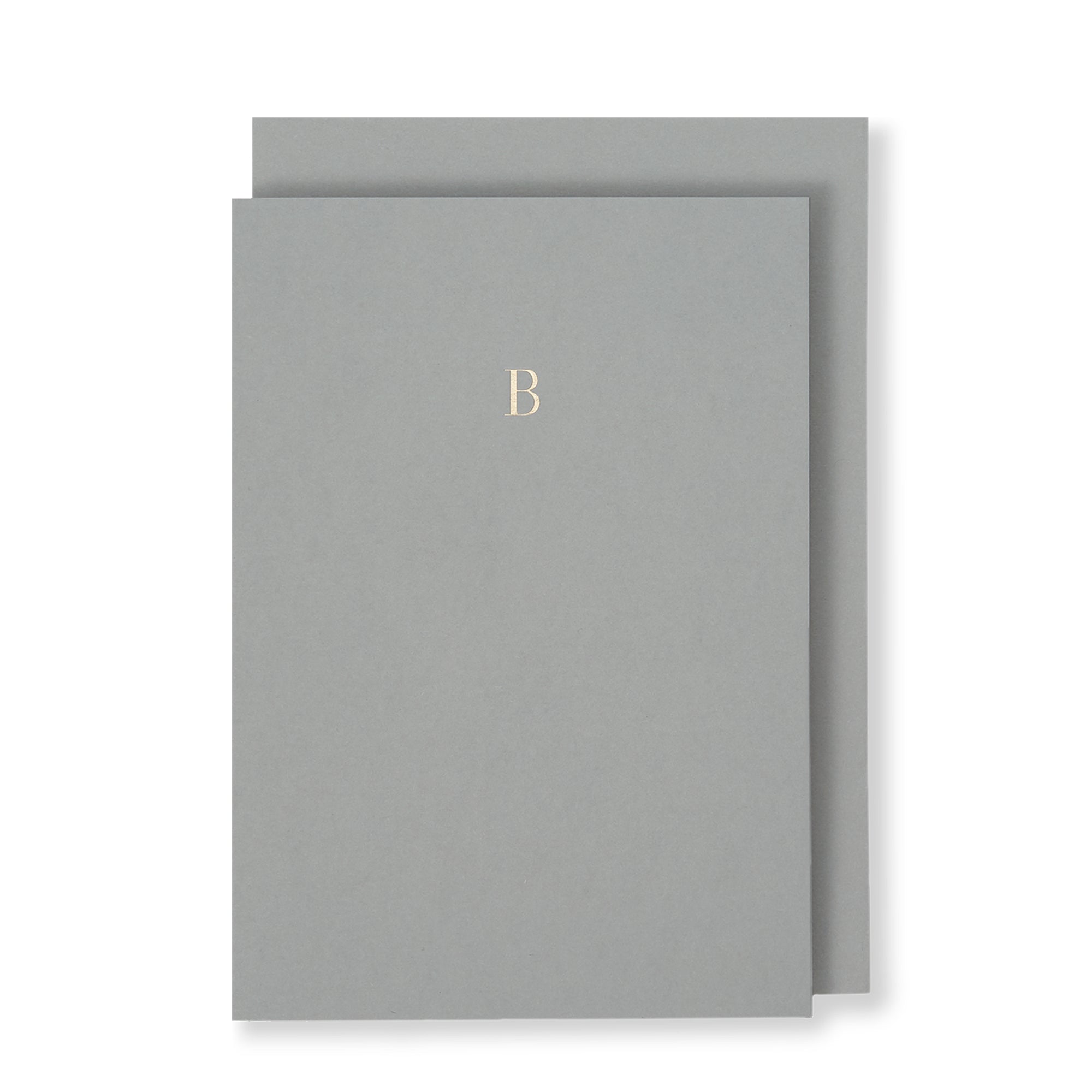 B Greeting Card in Grey, Front | Story of Elegance