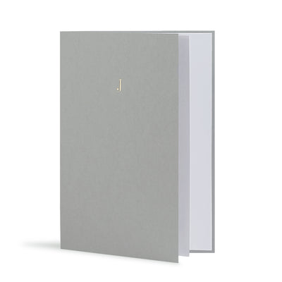J Greeting Card in Grey, Side | Story of Elegance