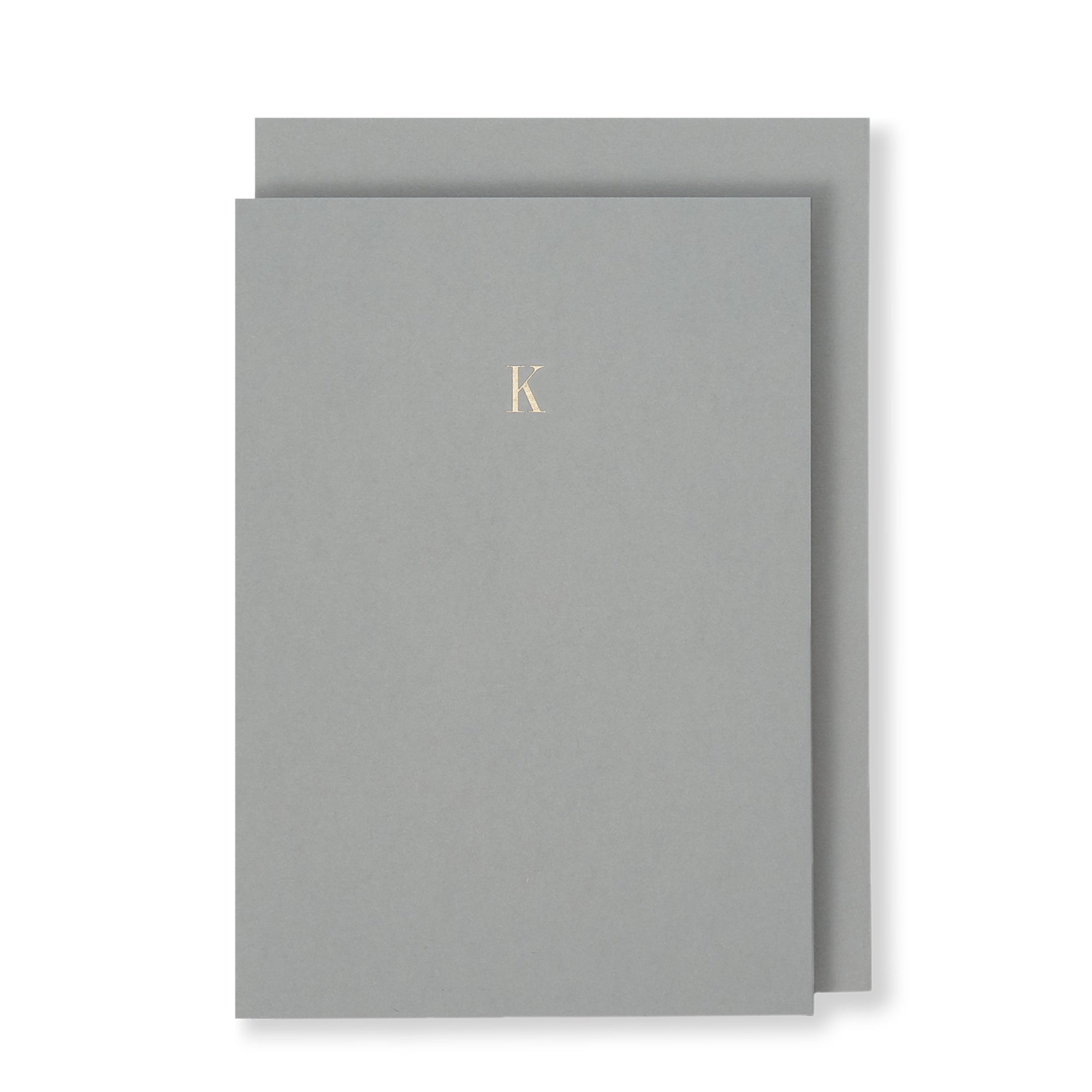 K Greeting Card in Grey, Front | Story of Elegance
