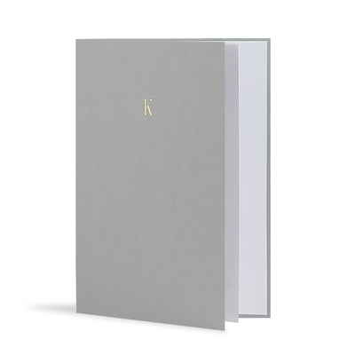 K Greeting Card in Grey, Side | Story of Elegance