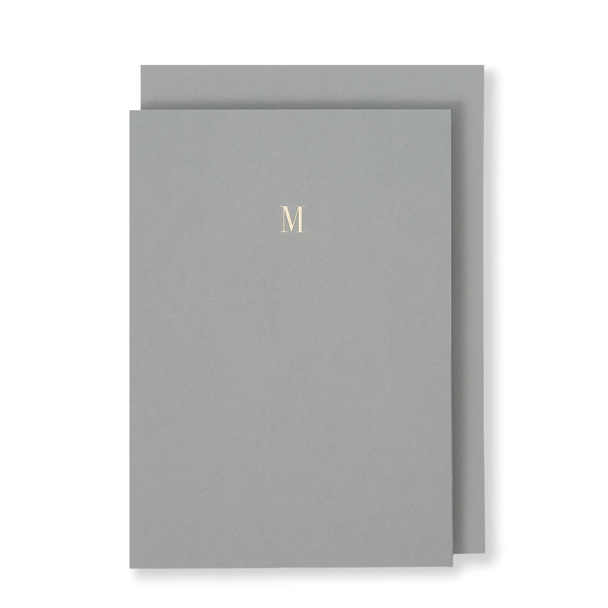 M Greeting Card in Grey, Front | Story of Elegance