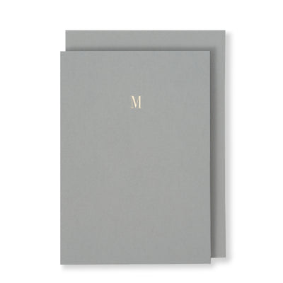 M Greeting Card in Grey, Front | Story of Elegance