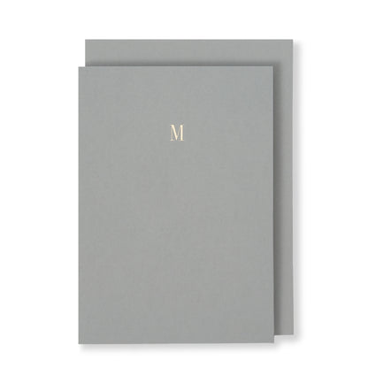 M Greeting Card in Grey, Front | Story of Elegance