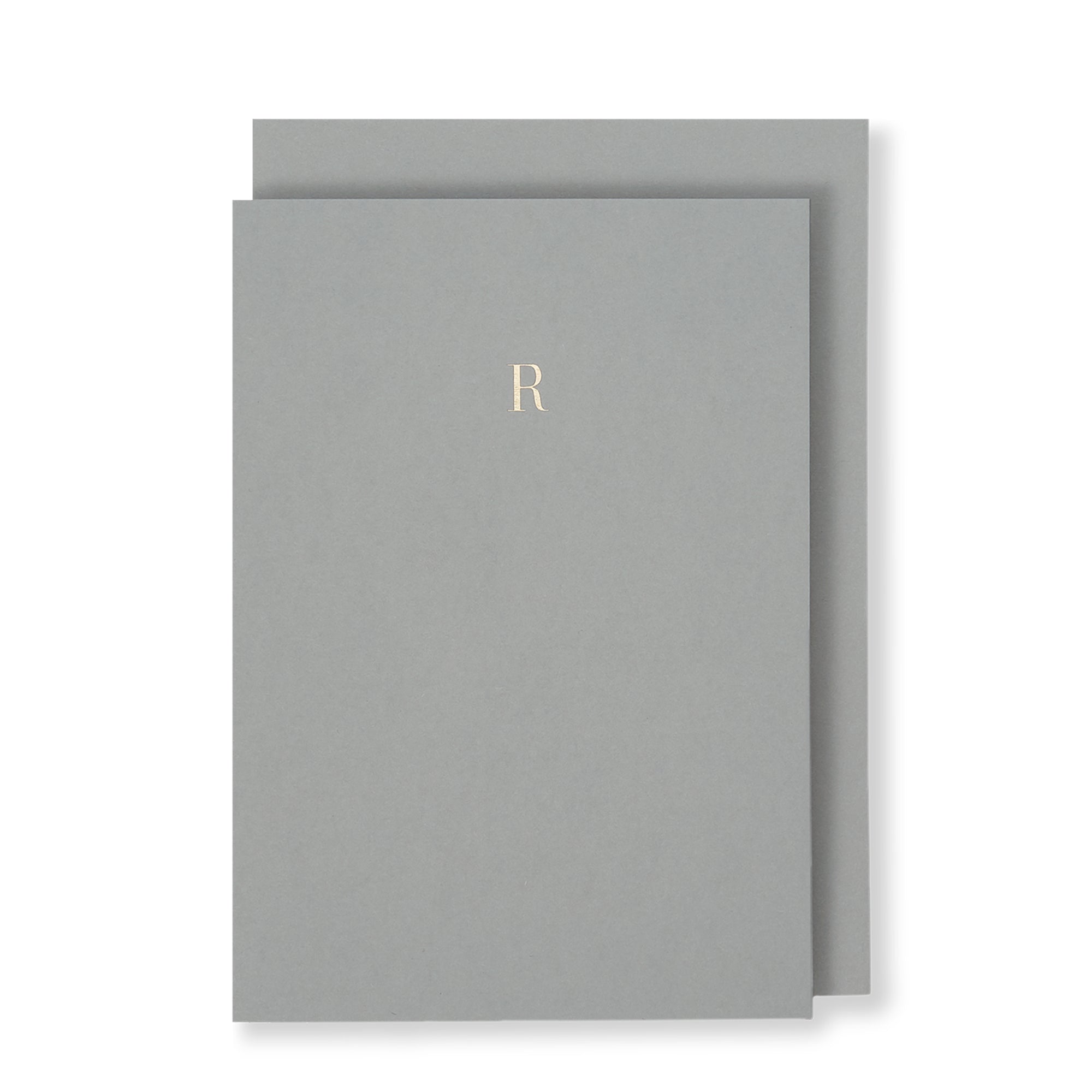 R Greeting Card in Grey, Front | Story of Elegance
