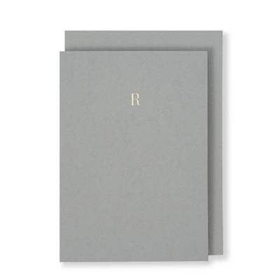 R Greeting Card in Grey, Front | Story of Elegance