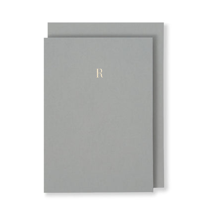 R Greeting Card in Grey, Front | Story of Elegance