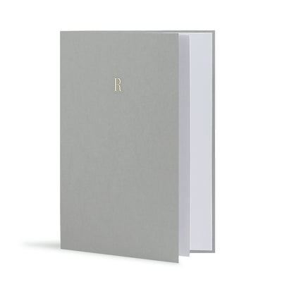 R Greeting Card in Grey, Side | Story of Elegance