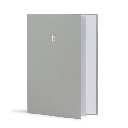 R Greeting Card in Grey, Side | Story of Elegance