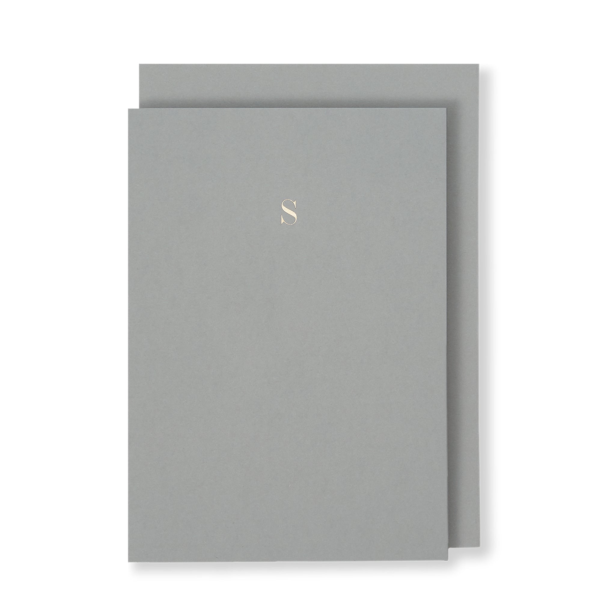 S Greeting Card in Grey, Front | Story of Elegance