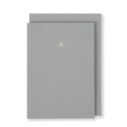S Greeting Card in Grey, Front | Story of Elegance