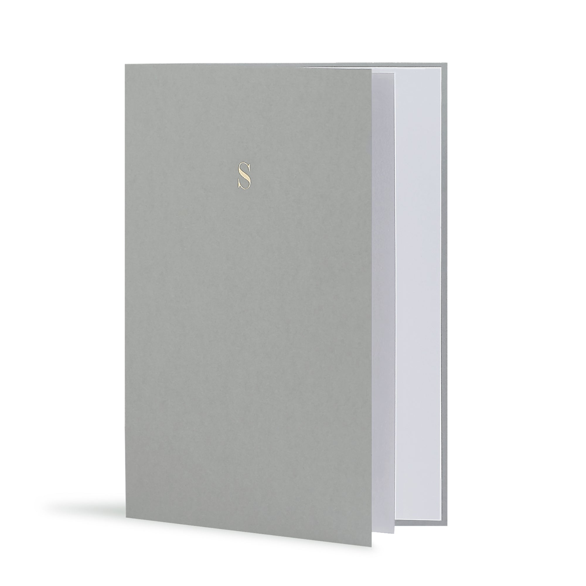 S Greeting Card in Grey, Side | Story of Elegance