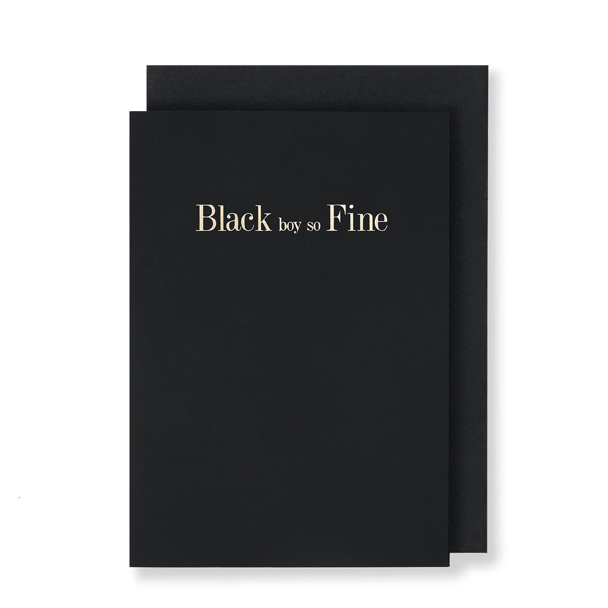 Black Boy So Fine Greeting Card in Black, Front