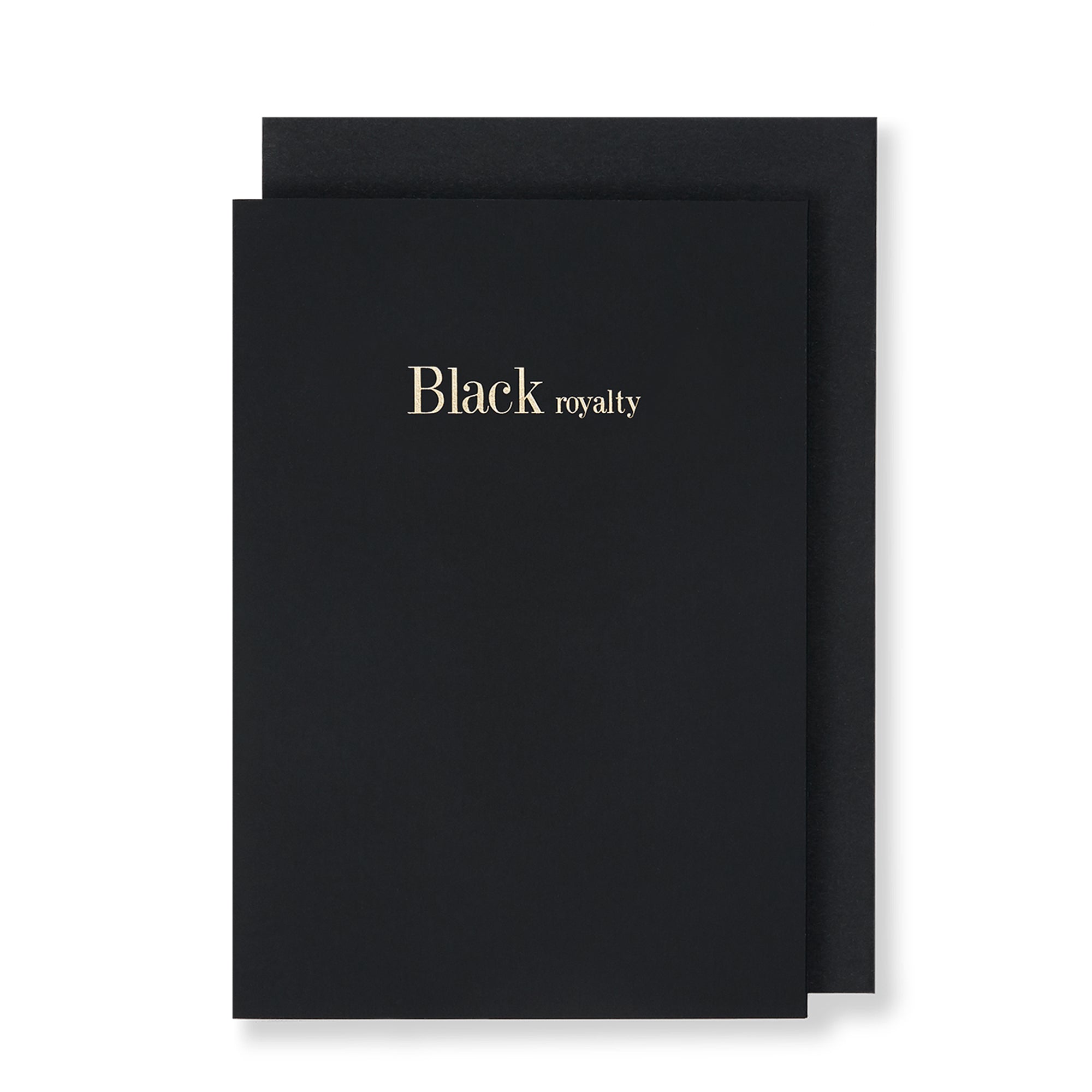 Black Royalty Greeting Card in Black, Front