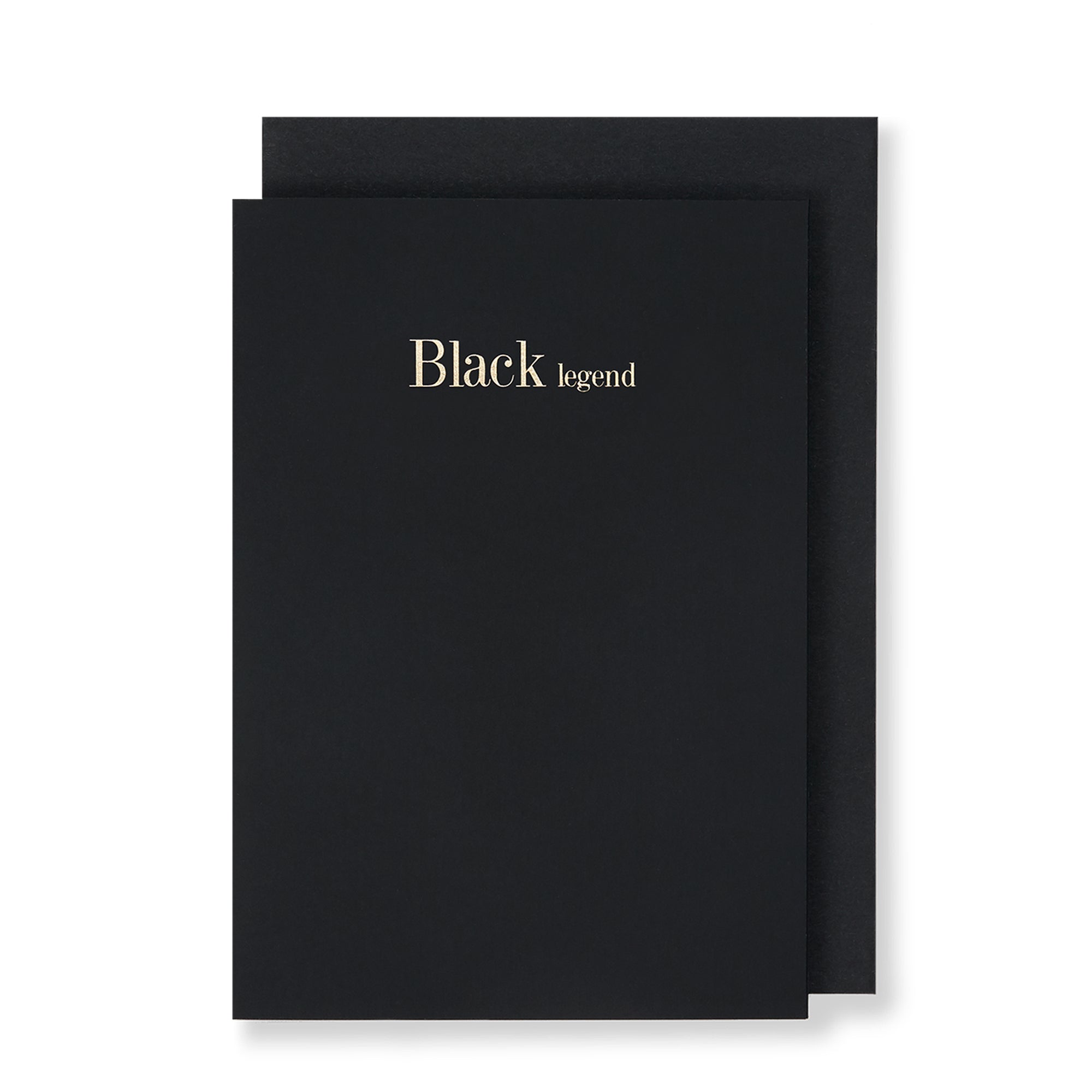 Black Legend Greeting Card in Black, Front