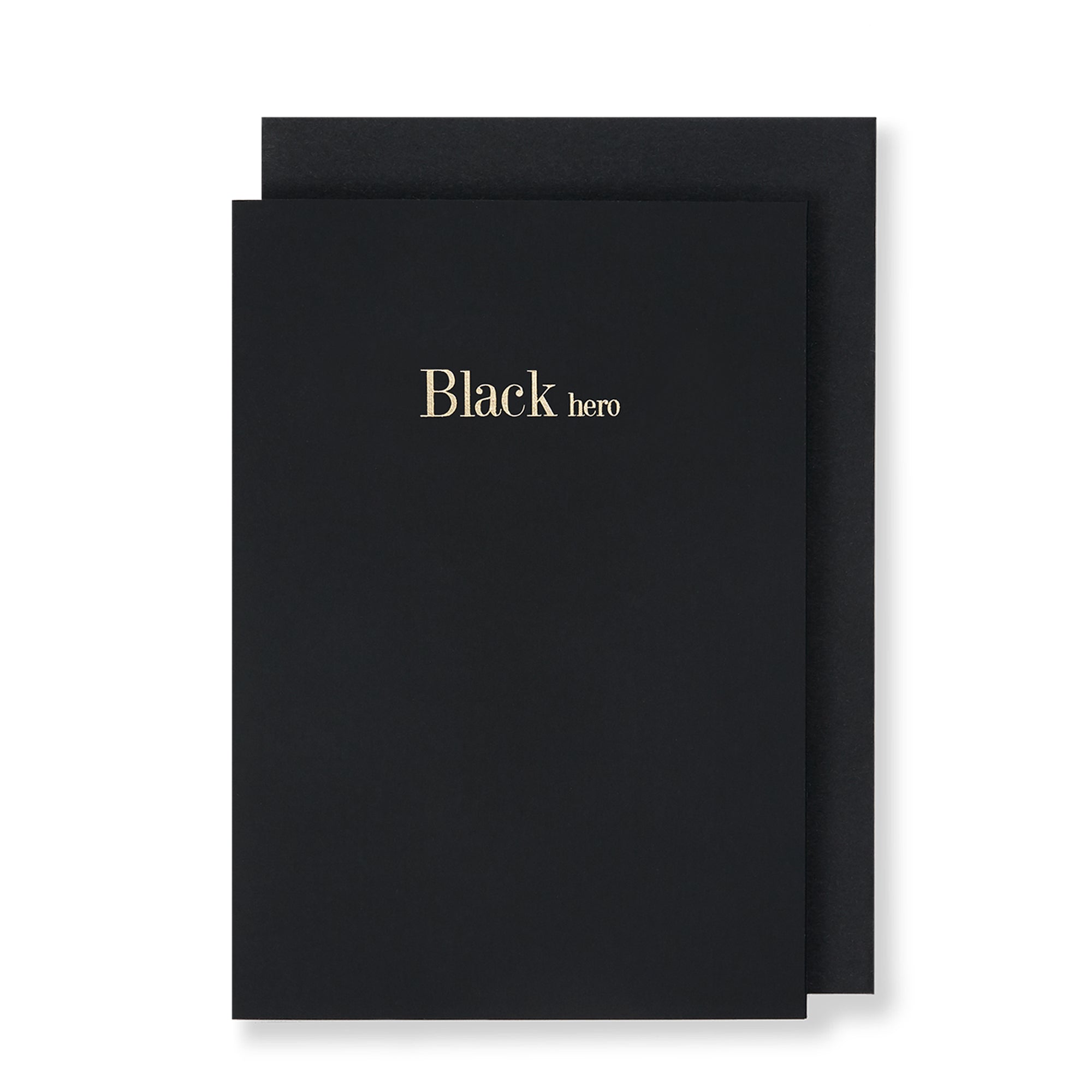 Black Hero Greeting Card in Black, Front