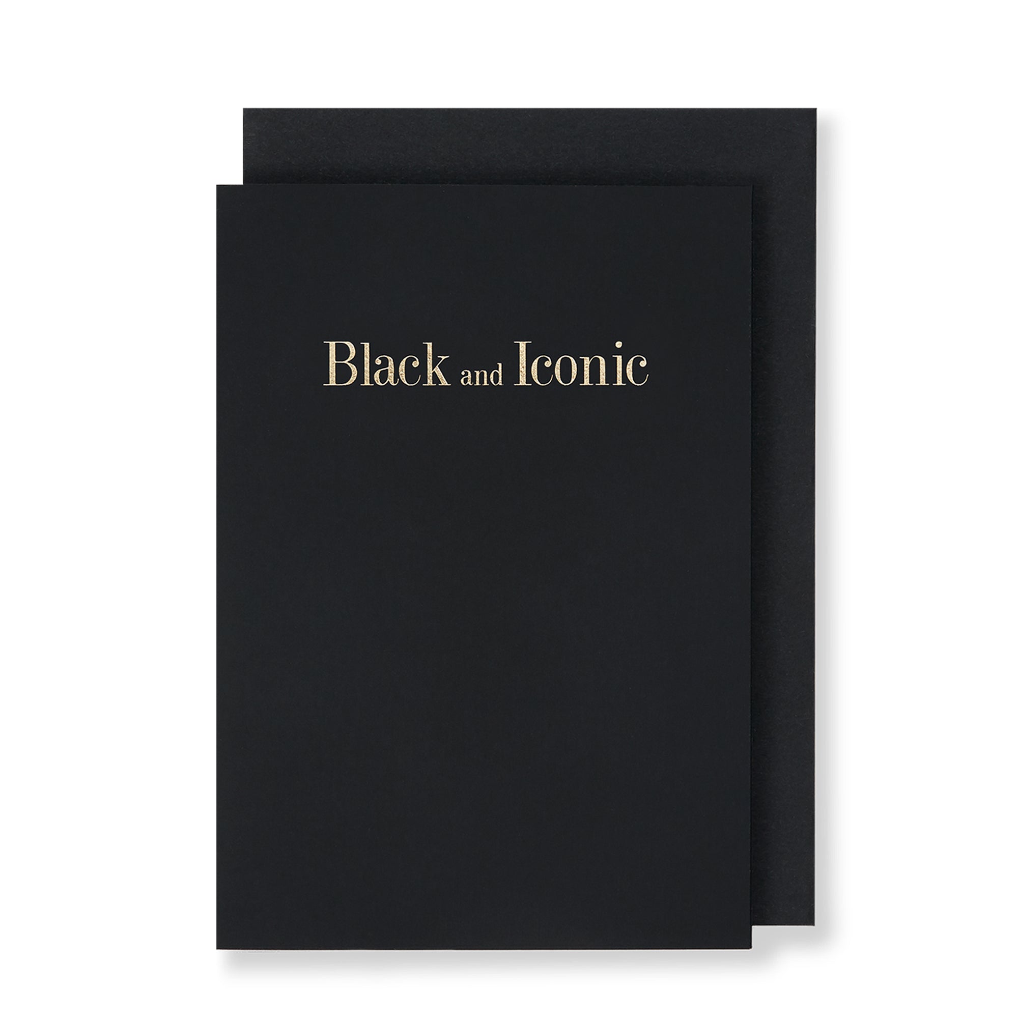 Black and Iconic Greeting Card in Black, Front